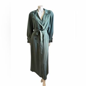 Vintage Utex Trench Coat, Green Double Breasted Overcoat, US 8